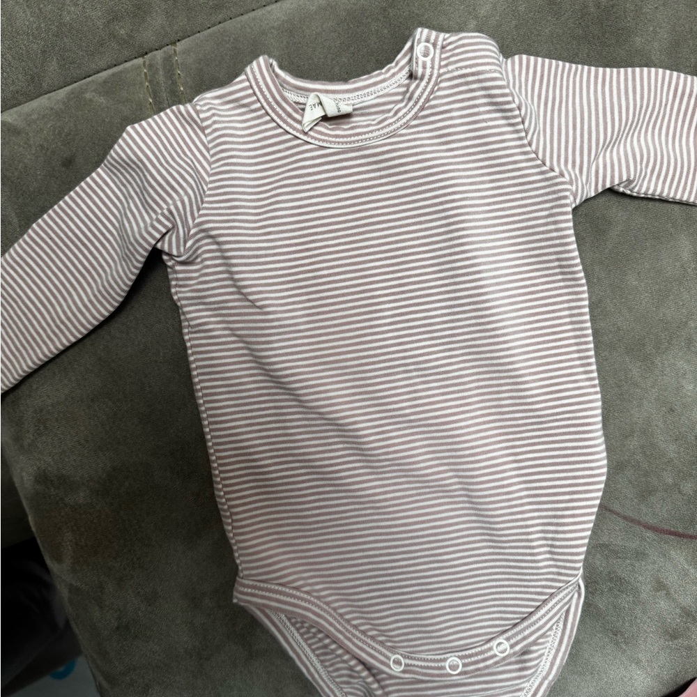 Quincy Mae Mauve and White Striped Bodysuit
